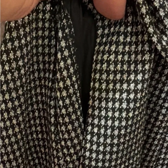 Lane Bryant Black and Shimmery Silver Dressy Holiday Jumpsuit wide legs - Picture 5 of 10